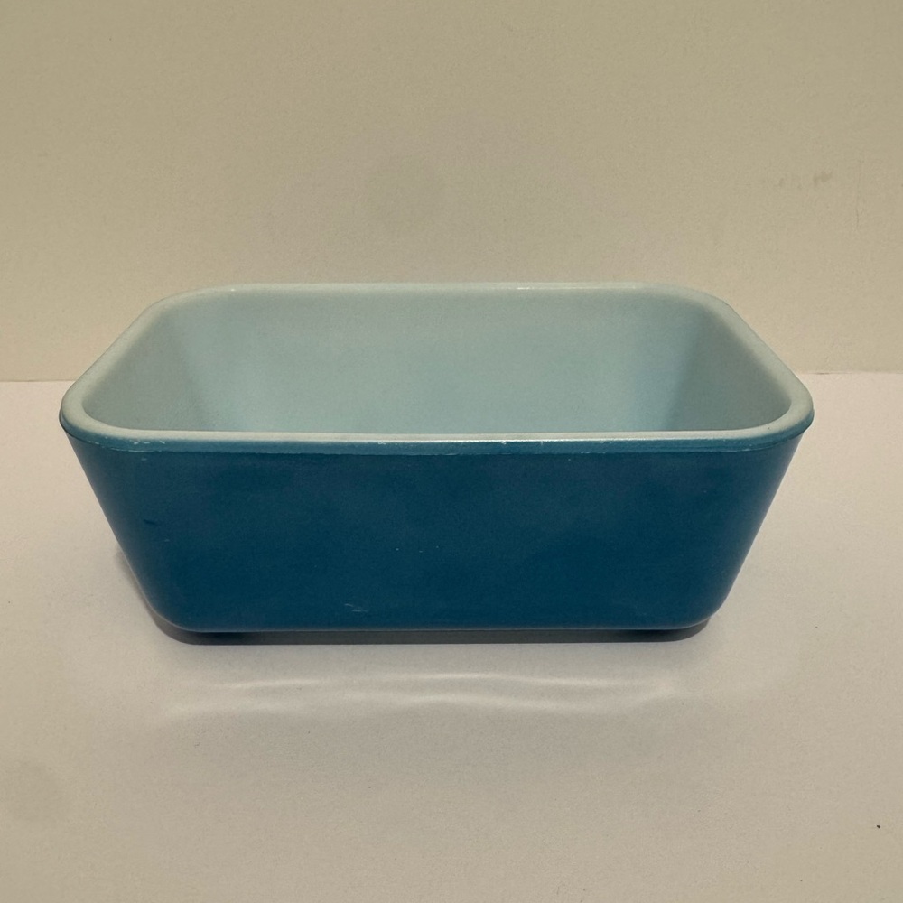 Vintage MCM PYREX #502-B Blue Refrigerator “Fridgie” Dish Mini Loaf Pan, w/o Lid